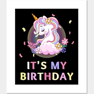 Magical Unicorn Birthday T-Shirt - Sparkle with party paper Celebration Posters and Art